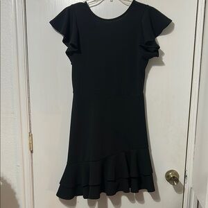 Elegant Black Ruffle Sleeve Dress
